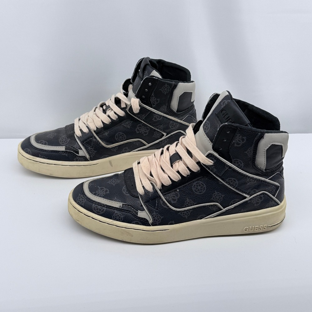 GUESS Verona High Top Sneakers Womens 9 Grey Black Monogram Logo Retro - Picture 5 of 13
